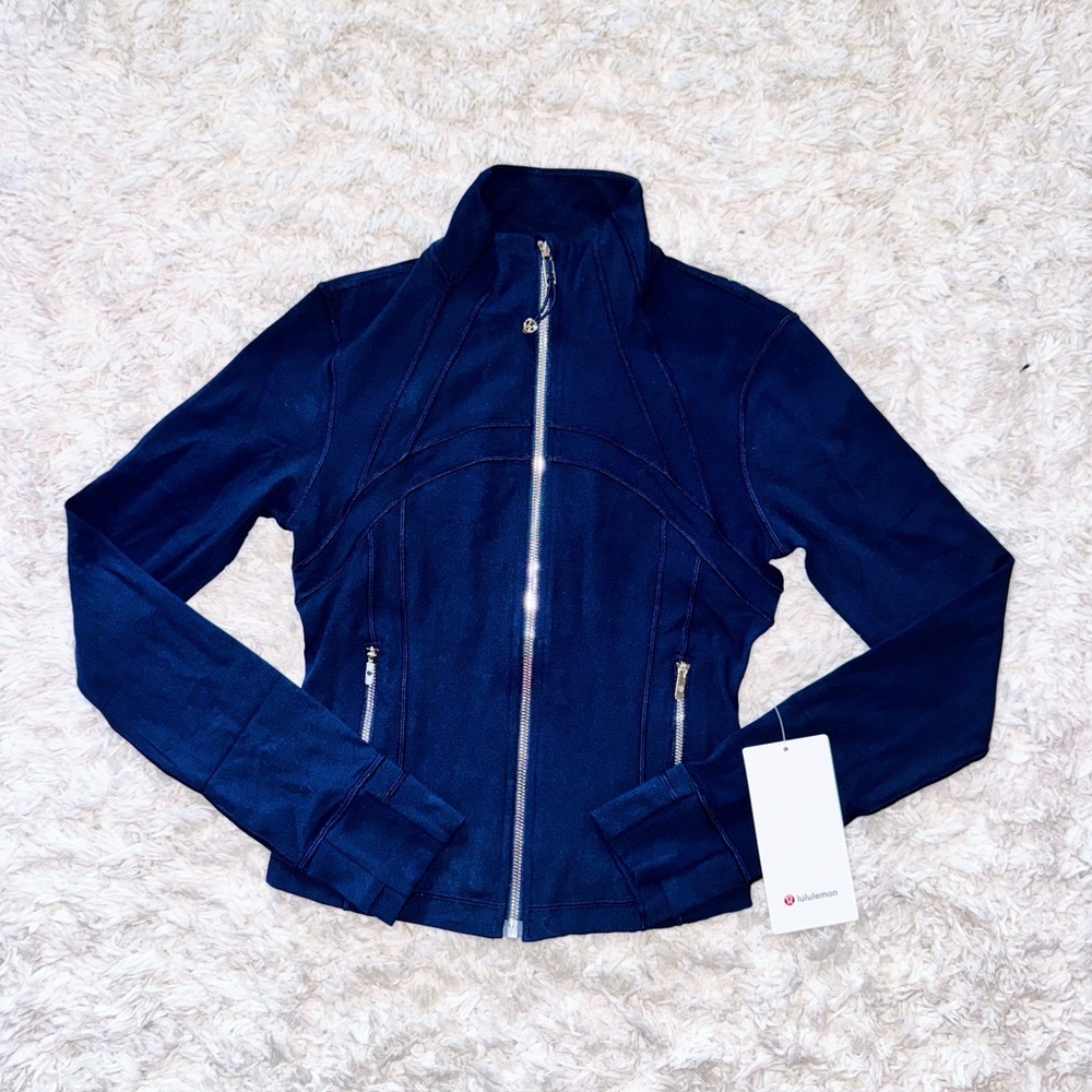 True Navy Mirror Silver Define Cropped Jacket Nulu Lululemon